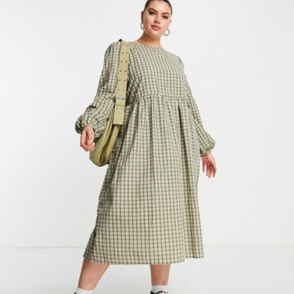 *NEVER WORN* ASOS Urban Threads Midi Checked Smock Dress - Picture 1 of 16